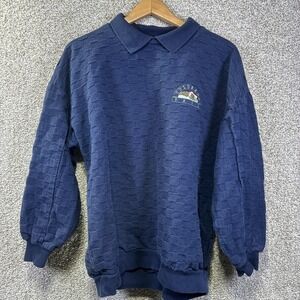 Vintage Crazy Shirts Sweatshirt Mens Medium Blue Textured Vail Colorado USA 90s